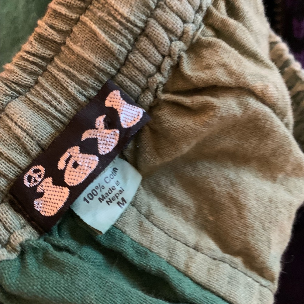 Green Patchwork Jayli Cotten Pants Size Medium - image 3